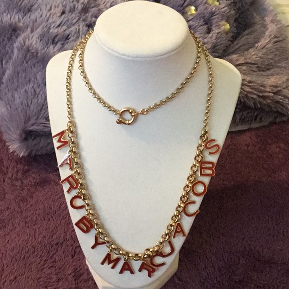 Rare Marc by Marc Jacobs Gold Toned & Red Enameled Necklace - Picture 4 of 16